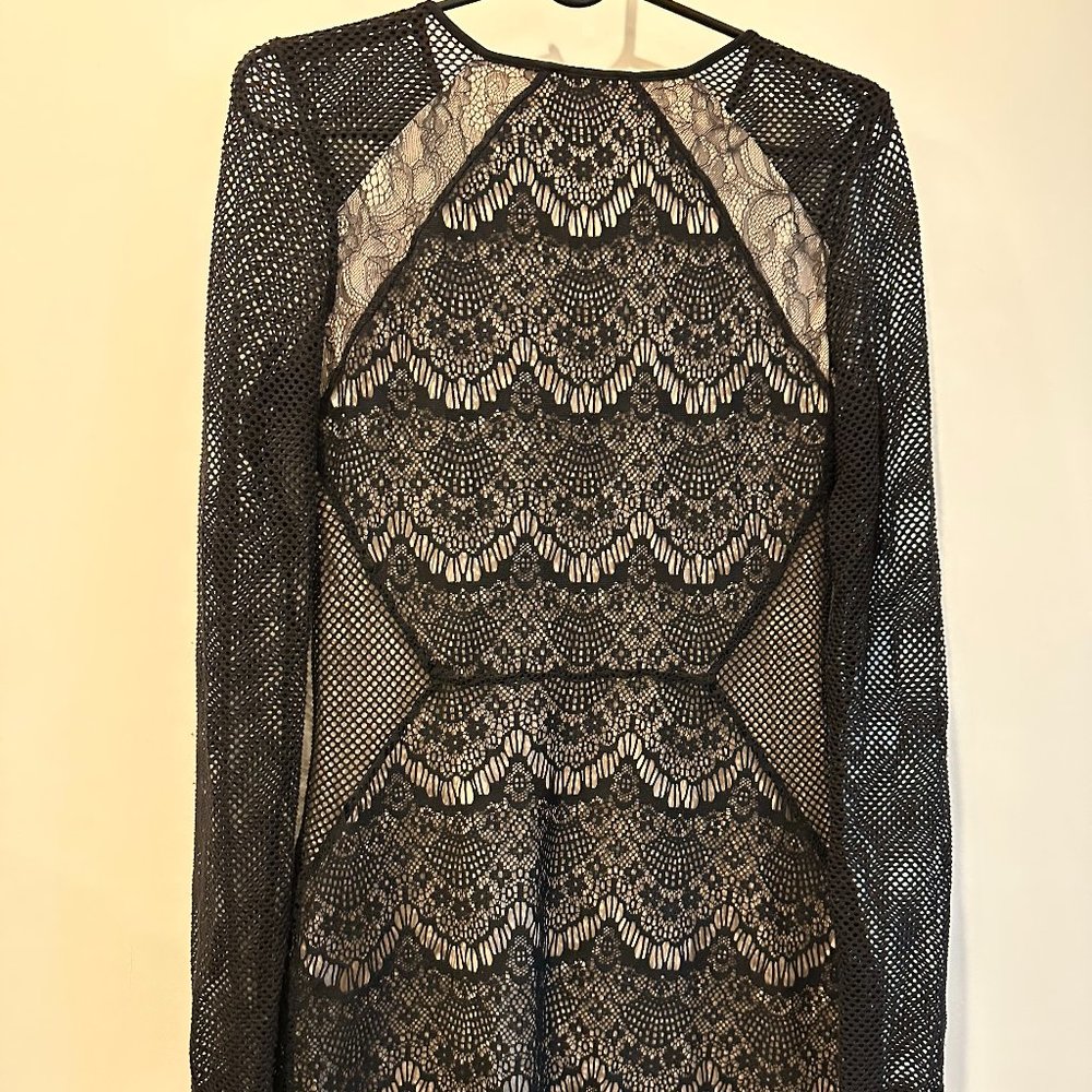 Express Black Mesh and Lace Mini Party Dress